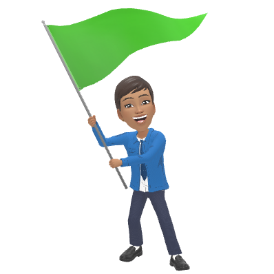 Teenage Maz energetically waving a green flag