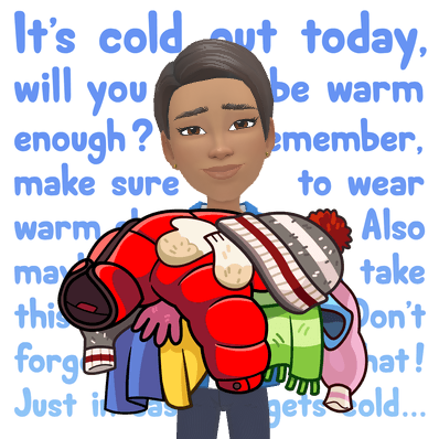 Teenage Maz carrying a large bundle of warm clothes