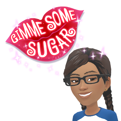 Ree smiling beneath the words Gimme Some Sugar