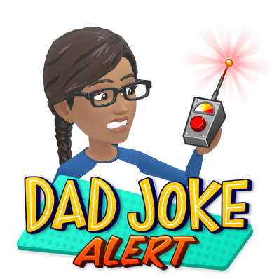 Ree sounding an alarm beneath the words Dad Joke Alert