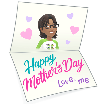Ree holding a large Mother's Day card