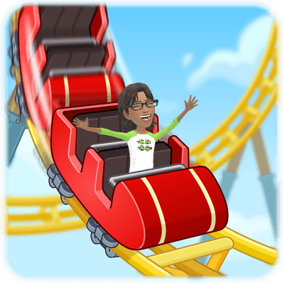 Ree enjoying a rollercoaster ride