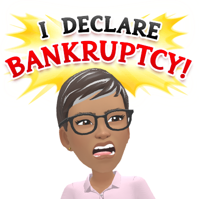 A distressed Ree beneath the words I Declare Bankruptcy