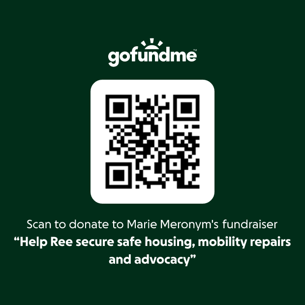 QR code for Marie Meronym’s GoFundMe appeal