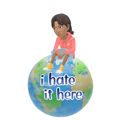 Young Ree looking unhappy while sitting on the Earth