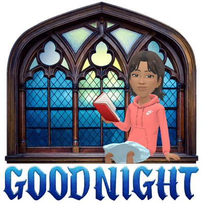 Young Ree reading beside a moonlit gothic window